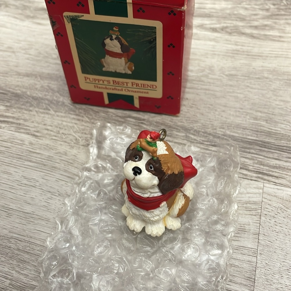 Vintage 1986 Hallmark Keepsake Ornament Puppy's Best Friend Handcrafted Ornament